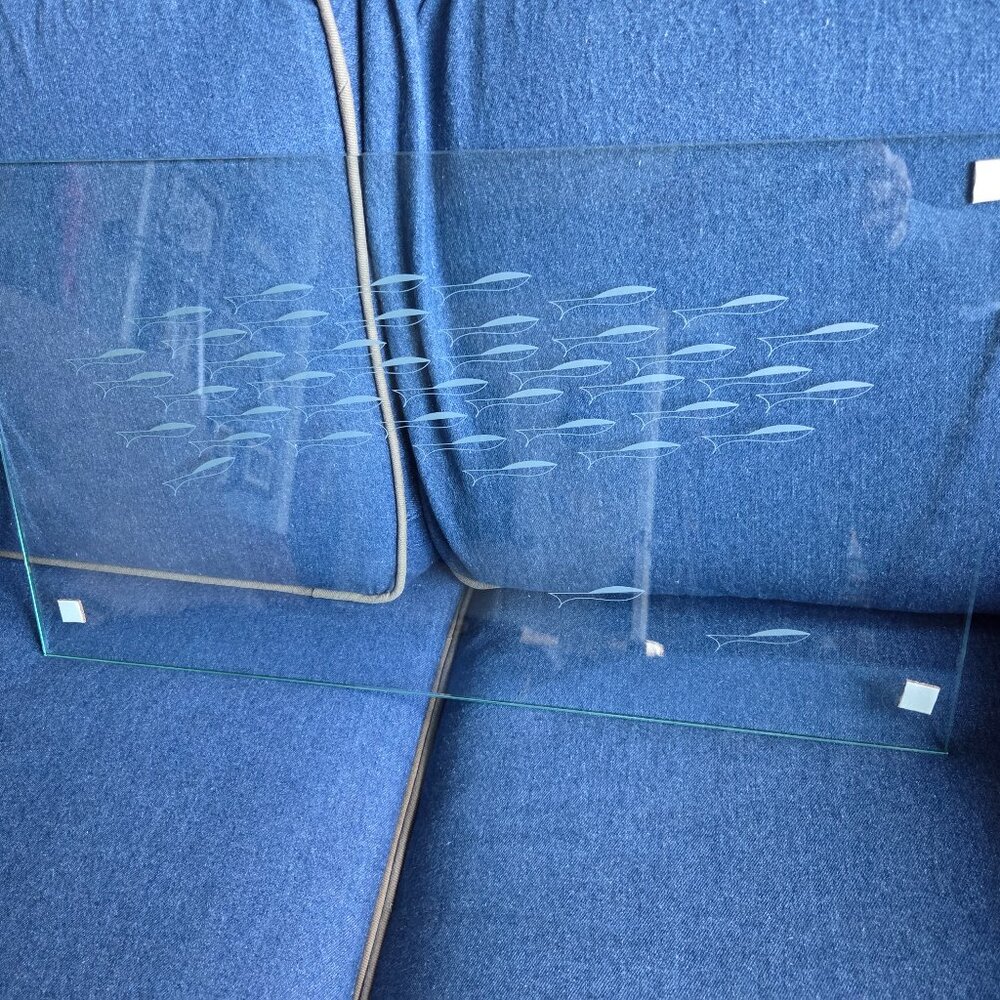 Finnish Glass art panel etched glass
